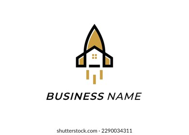 logo design combine home and rocket