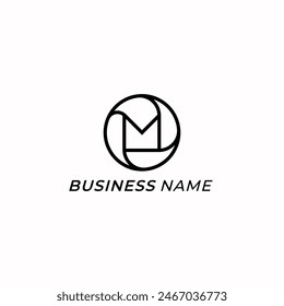 logo design combine lens camera and letter M