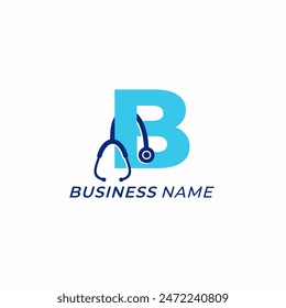 logo design combine letter B and stethoscope