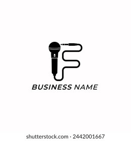 logo design combine letter F and microphone