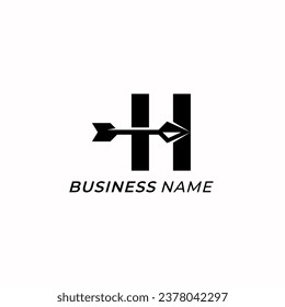 diseño de logotipo combinar letra H y flecha