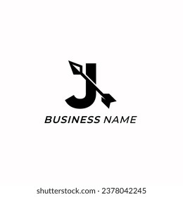 diseño de logotipo combinar letra J y arco de flecha