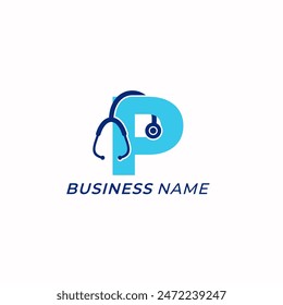 logo design combine letter P and stethoscope