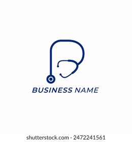 logo design combine letter P and stethoscope