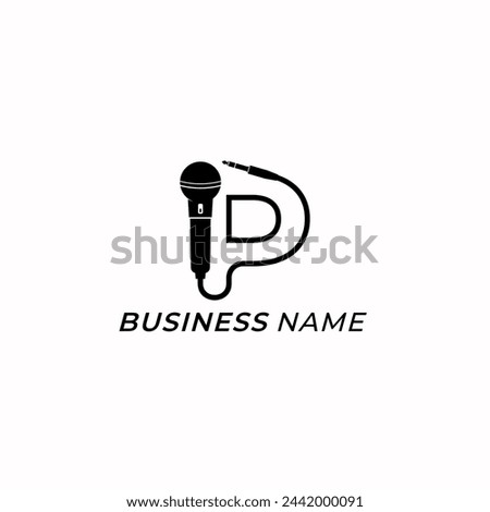 logo design combine letter P and microphone