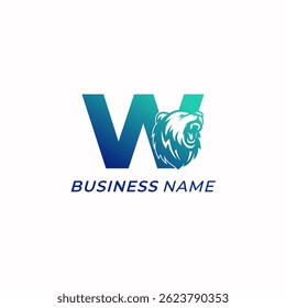 logo design combine letter W and grizzly bear