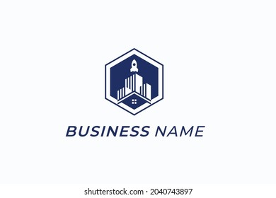 logo design combine rocket and real estate