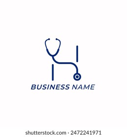 logo design combine stethoscope and letter H