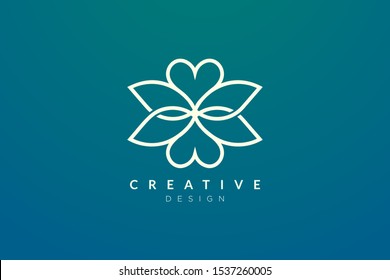 Logo design combined from the shape of a leaf and heart. Simple and modern vector design for business brands in the spa, hotel, beauty, health, fashion, cosmetic, boutique, salon, yoga, therapy