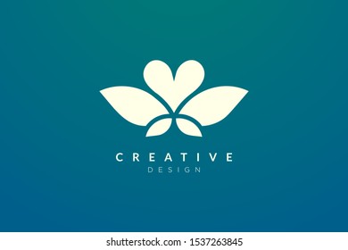 Logo design combined from the shape of a leaf and heart. Simple and modern vector design for business brands in the spa, hotel, beauty, health, fashion, cosmetic, boutique, salon, yoga, therapy