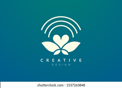 Logo design combined from the shape of a leaf and heart. Simple and modern vector design for business brands in the spa, hotel, beauty, health, fashion, cosmetic, boutique, salon, yoga, therapy