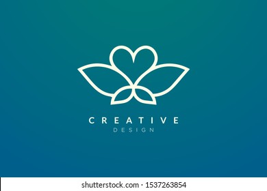 Logo design combined from the shape of a leaf and heart. Simple and modern vector design for business brands in the spa, hotel, beauty, health, fashion, cosmetic, boutique, salon, yoga, therapy