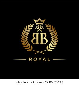 The logo design combines the letter b with rice strands in a luxurious and golden tone
