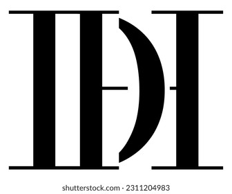 Das Logo-Design kombiniert den Buchstaben "D" und den Buchstaben "H" in ein einfaches, aber luxuriöses Design.