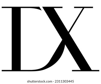 The logo design combines the letter "D" and the letter "X" into a simple but luxurious design.