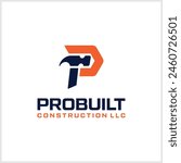 The logo design combines the letter P and a hammer, good for construction logos, which are related to buildings