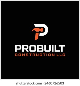 The logo design combines the letter P and a hammer, good for construction logos, which are related to buildings
