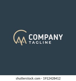 Das Logo-Design kombiniert die Buchstaben CM und das Haus in einem monoline Stil.