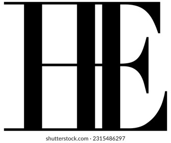 The logo design combines the letters "H" and the letters "E" into a simple but luxurious design.