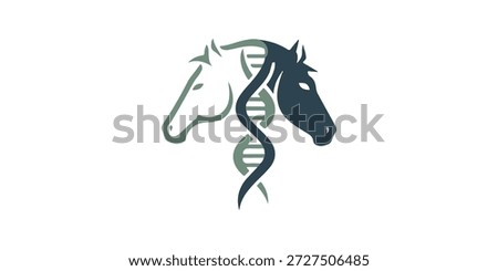 logo design combines the shape of a horse's head with a genetic or DNA symbol.