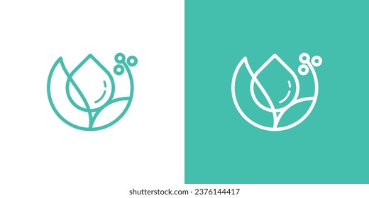 logo design combining drops with plants made in a minimalist line style.