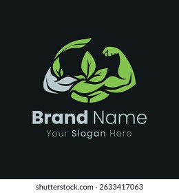 Logo Design Combining Fitness Muscle with Natural Organic Green Elements for Wellness Brand