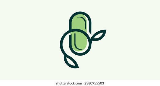 diseño de logotipo que combina formas de medicina con plantas, para diseños de medicina herbaria.