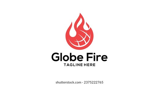 logo design combining a globe with fire.