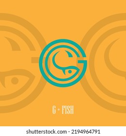 logo design combining letter G and fish, letter G logo and fish icon, suitable for brand logos