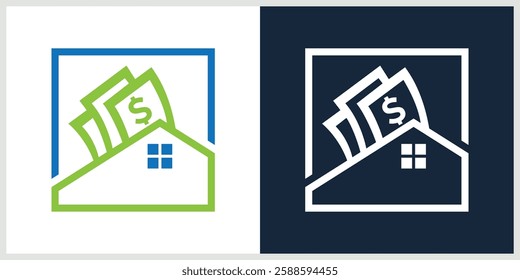 logo design combining money and house real estate