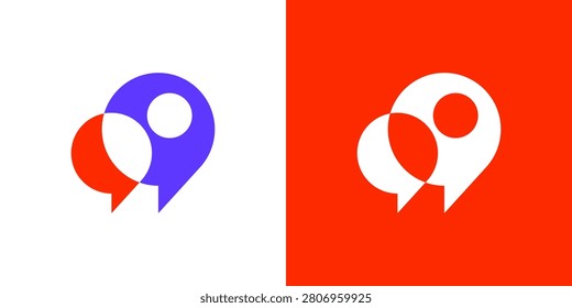 logo design combining people and chat, design vector icon idea