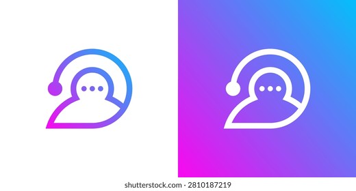 logo design combining people and chat, design vector icon idea