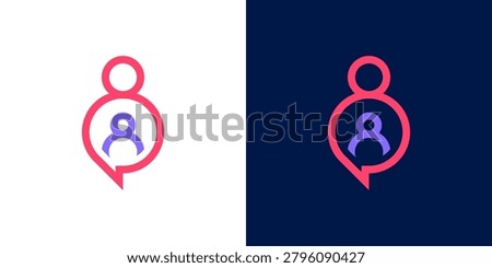 logo design combining people and chat, logo design vector icon symbol idea