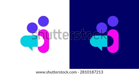 logo design combining people and chat, technology, design vector icon idea