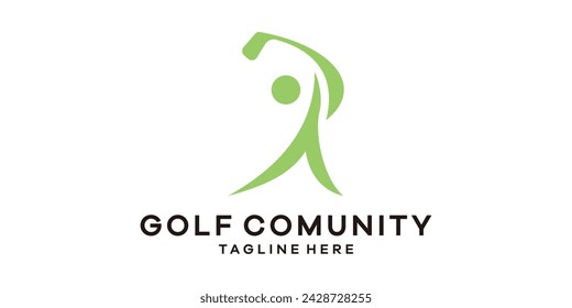 logo design combining people with the sport of golf, community logo design, template, idea.