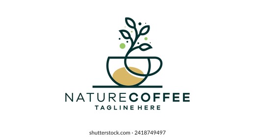 logo design combining plant shapes with coffee. logo design nature coffee.