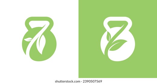 logo design combining the shape of a barbell with leaves.