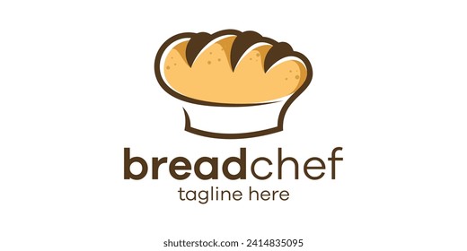 logo design combining the shape of bread with a chef's hat, minimalist line logo design.