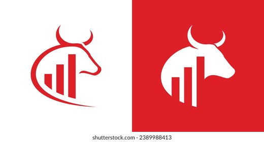 logo design combining the shape of a bull with investment graphics.
