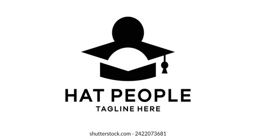 logo design combining the shape of a graduation cap with people.