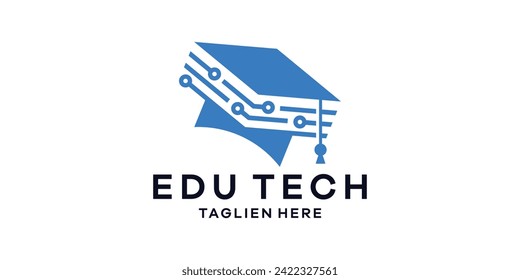 logo design combining the shape of a graduation cap with a technological style.