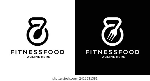 logo design combining the shape of gym equipment with spoons and forks.