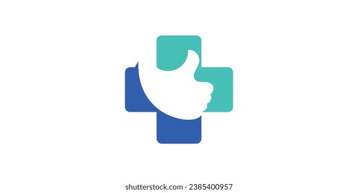 logo design combining the shape of a hand and medical, suitable for medical services.