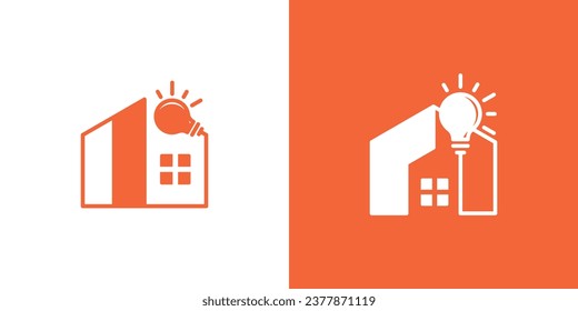 logo design combining the shape of a house with a light bulb.