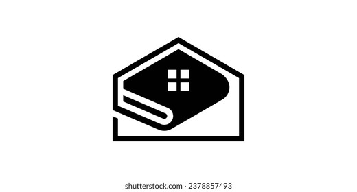 logo design combining the shape of a house with a book.