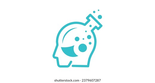 logo design combining the shape of a human head with lab equipment.