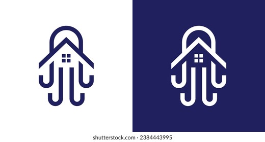 logo design combining the shape of an octopus with a house roof.