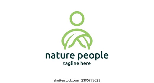 logo design combining the shape of a person with leaves, wellness logo, fitness design.