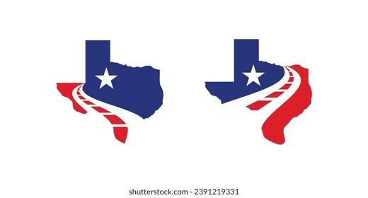 logo design combining the shape of a Texas map with roads.