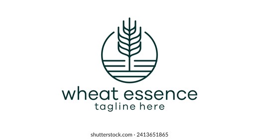logo design combining the shape of a wheat plant with a circle, agricultural logo design,